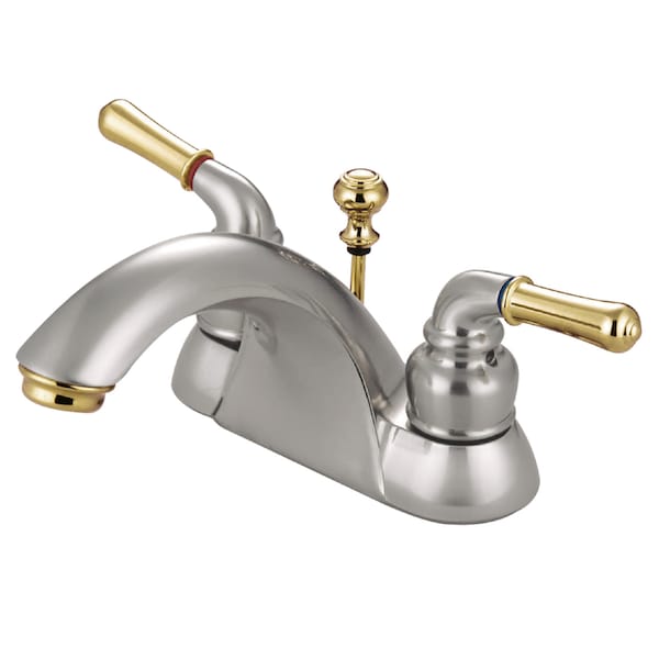 4" Centerset Bathroom Faucet, Brushed Nickel/Polished Brass